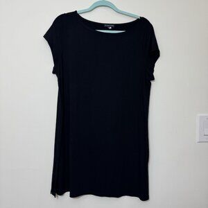 Eileen Fisher Women’s Betau-Neck Tunic Top Cap Sleeve Minimalist Jersey Black